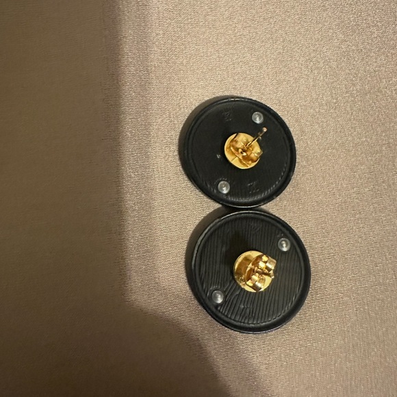 Luxury Gold and Black Repurposed upcycled 
Vintage Button Earrings classic - Picture 2 of 6